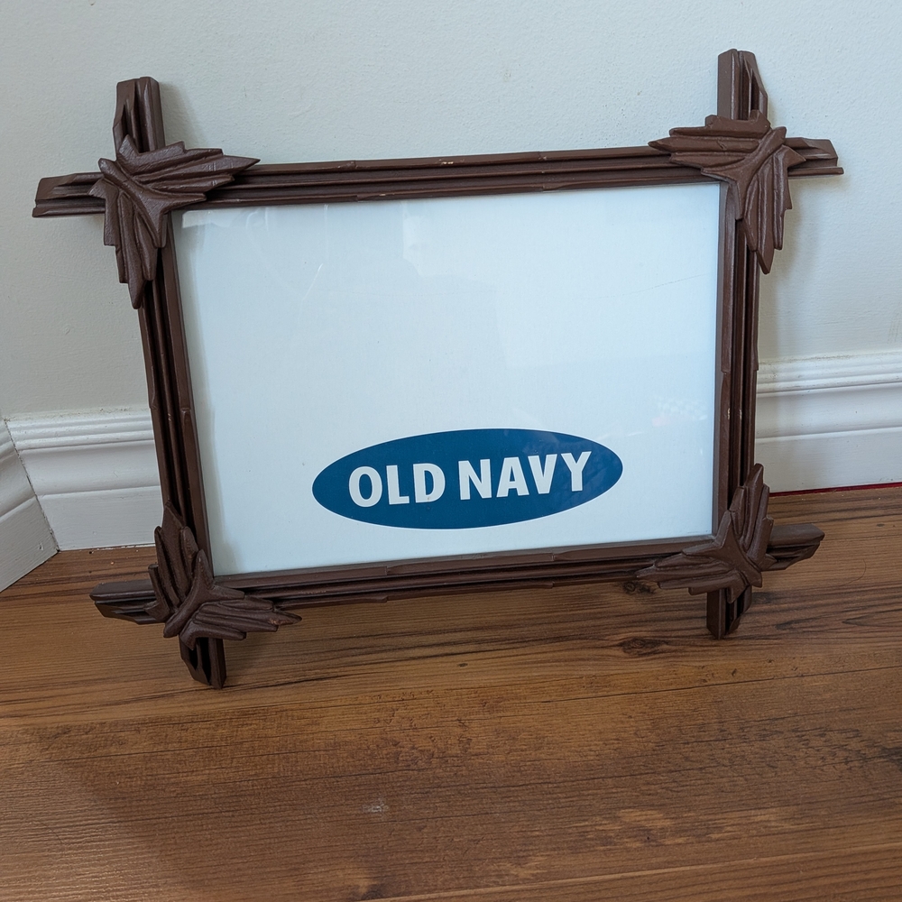 Antique Collectable Vintage Original Brown Criss Cross Picture Frame 1850-1899